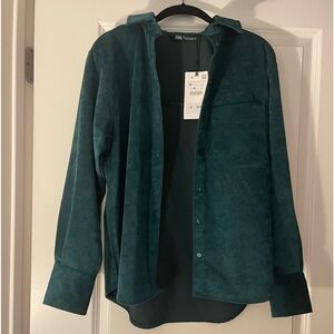 Zara green corduroy button up